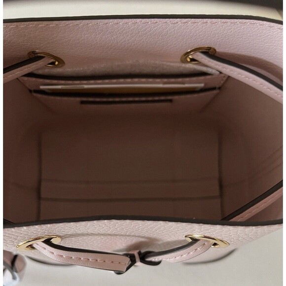New Michael Kors Mercer Small Drawstring Pebble Leather Bucket Bag Powder Blush - Picture 4 of 6